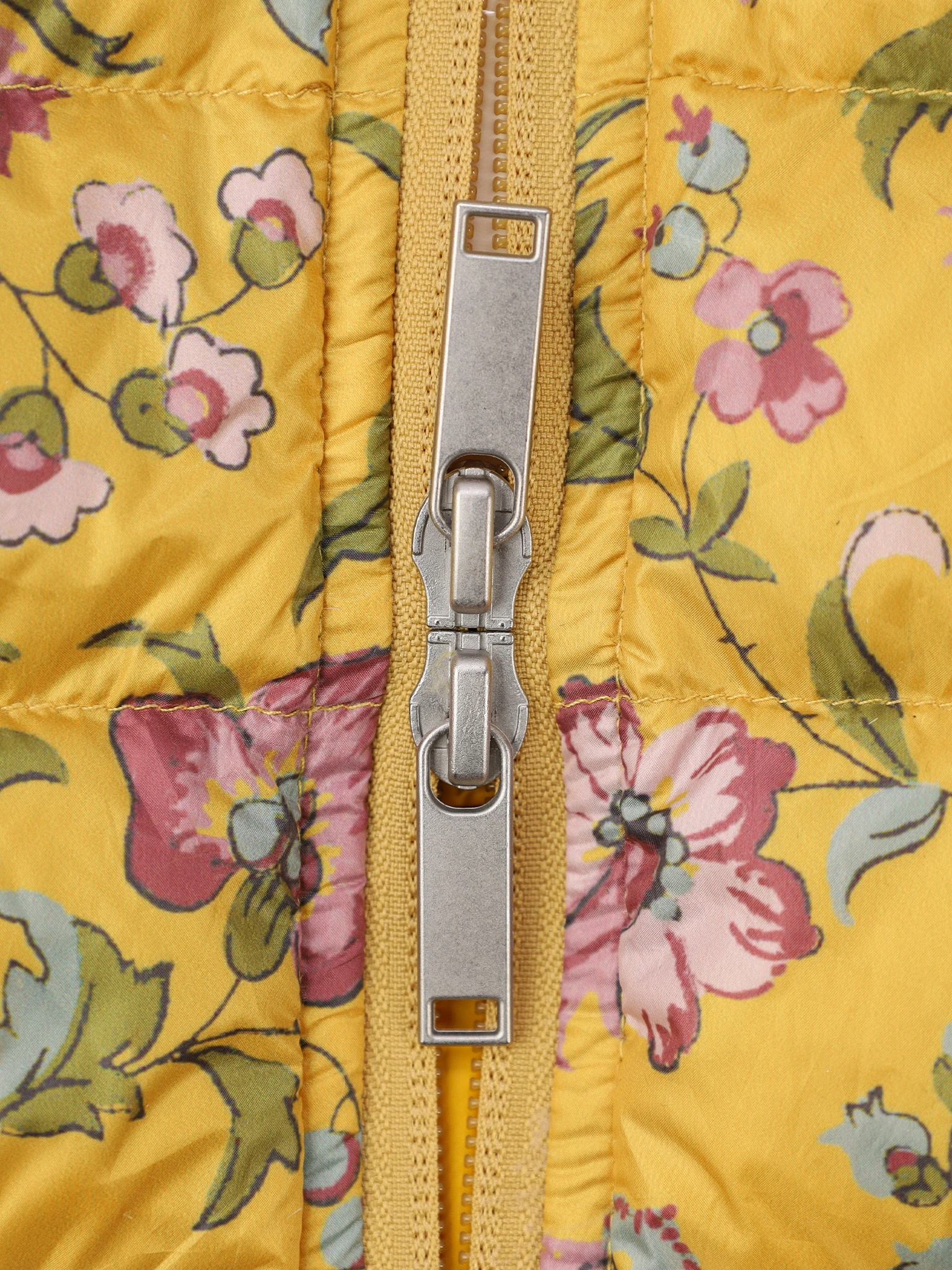 Куртка желтого цвета с цветочным принтом с горизонтальной стежкой